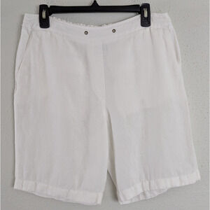 Chico's sz 0.5 or US 6 100% Linen Shorts white missing drawstring women 3500